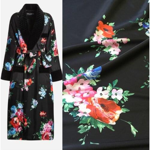 100% Polyester Italian Luxury Brand Pajamas Printed Stretch Satin Fabric DIY Home Service Fabrics Wholesale Cloth Per Meter