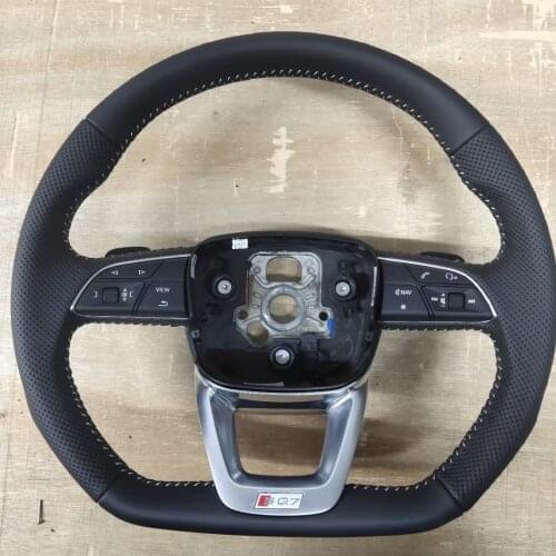 Half Perforated Leather Steering Wheel Flat Bottom for Audi SQ7
