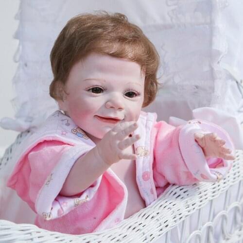 Popular bebe reborn doll April Awake very soft touch detail painted full silicone baby dolls gift can bathe 55cm