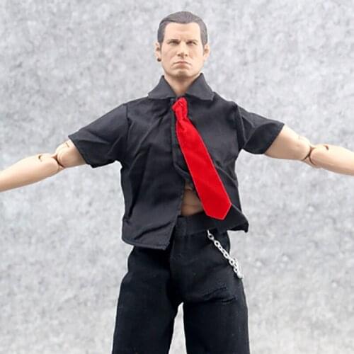 1/6 Scale Jackson Black Short-sleeve Shirt Men Male Broken Trousers Clothes Suit Model for 12'' Action Figure Body Doll Toy