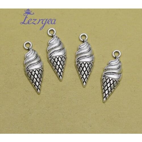 35pcs/lot--24x9mm, Ice cream cham,Antique silver plated Ice cream charms,DIY supplies,Jewelry accessories