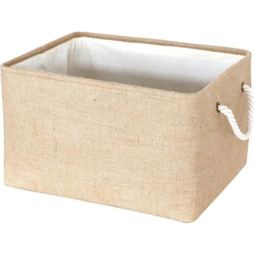 Sacyic Fabric Storage Baskets with Rope Handlers Rectangular Collapsible Baskets for Shelves, Large Baskets for Organizing Toys