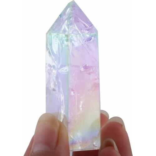 TUMBEELLUWA Angel Aura Quartz Crystal Tower Point Standing Wand Meditation Healing Reiki Crystal Decor 1.3"-2.5"