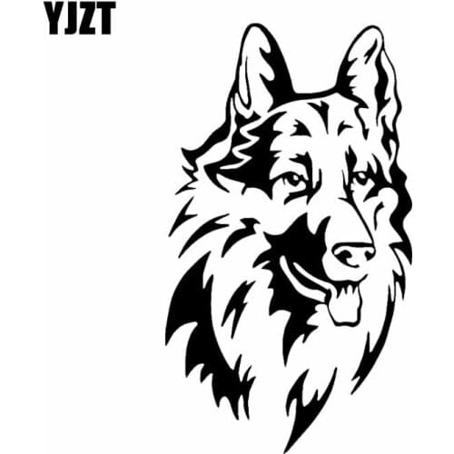YJZT 9.8X17CM German Shepherd Dog Sticker Vinyl Decal Window Car Stickers Black/Silver C24-1339