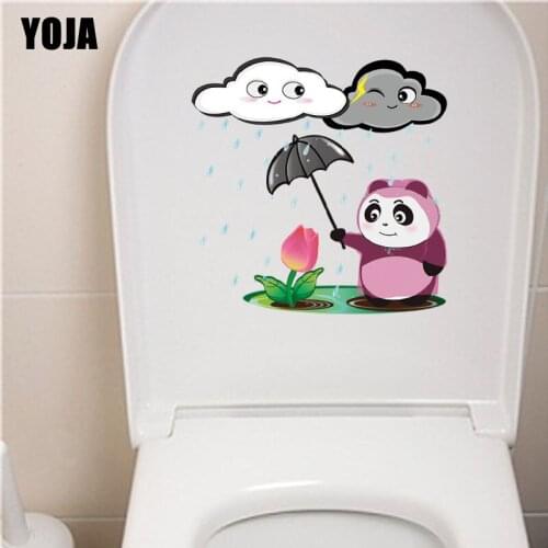YOJA 21.6X21.8CM Cartoon Panda Funny Animal Home Wall Decor Toilet Sticker Decal T3-1154