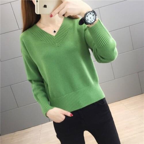 2021 New Autumn Winter Sweater Women V-neck Long Sleeve Sweaters Pullover Female Loose Knitted Cashmere Jumper bottoming Shirt