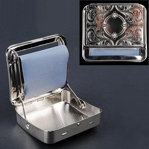 1pc 70mm Metal Automatic Cigarette Tobacco Smoking Smoke Roller Rolling Machine Box Case Tin High Class