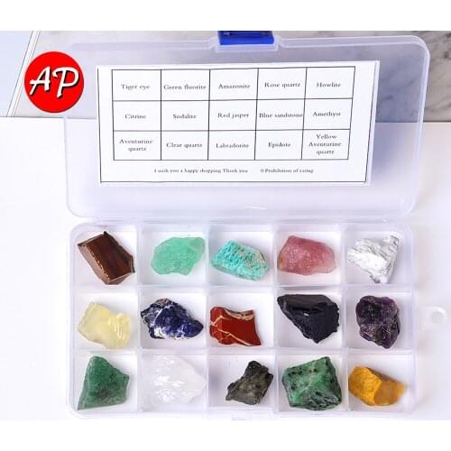 15PCS /Set Natural Quartz Color Gemstone Crystal Rough Stone Mineral Specimen Collection DIY Gift Home Decor