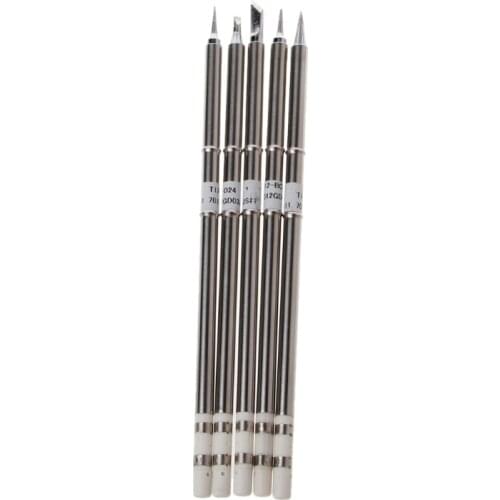 5 Pcs T12 Series Solder Iron Tips For Hakko FX951 Soldering Station FM-2027 2028 T12 Soldering Iron Tip 5-piece Set Tools Weldin