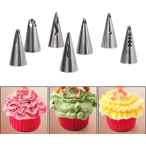7pcs/set Wedding Russian Nozzles Pastry Puff Skirt Icing Piping Nozzles Pastry Decorating Tips Cake Cupcake Decorator Tool