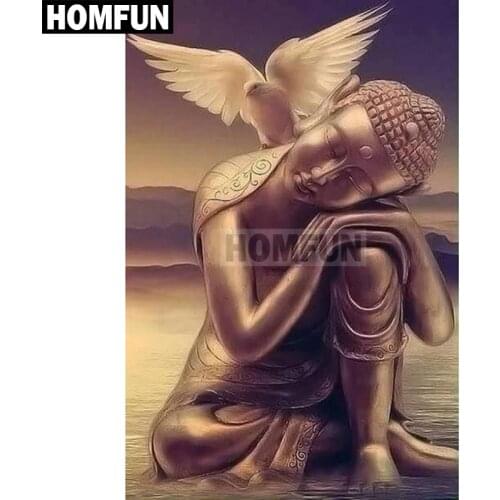 HOMFUN Full Square/Round Drill 5D DIY Diamond Painting "Buddha pigeon" Embroidery Cross Stitch 5D Home Decor Gift A02622