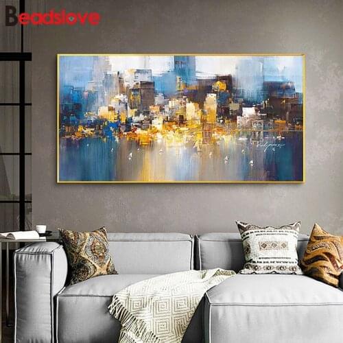 Large 5d diamond painting City Building Rain Boat Pictures Abstract Art Painting Modern Decoration wallpaper painting NO FRAME
