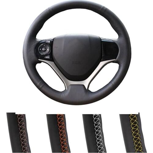 DIY Customized Car Steering Wheel Cover For Honda Civic Civic 9 2012-2015 Auto Leather Steering Wrap