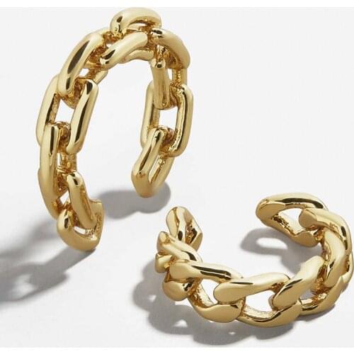 European And American Fashion Chain Ear clip Earrings Without Piercing Popular Asymmetric Earrings