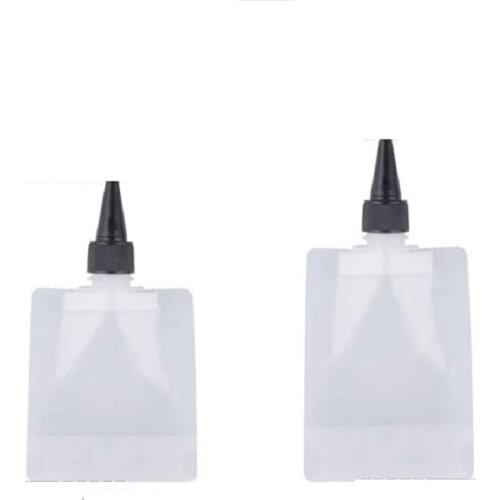 50ml 100ml Pointed Cover Empty Plastic Emulsion Pump Transparent Self-Supporting Suction Bag Cosmetic Packaging Bottle 50Pieces
