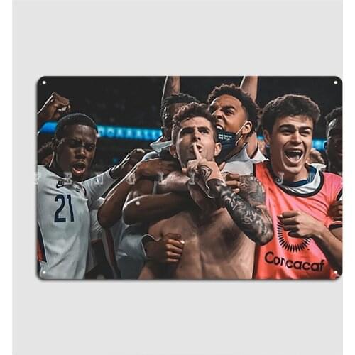 Christian Pulisic Pulisic Us National Team Shh Mexico Metal Plaque Poster Living Room Wall Decor Tin Sign Poster