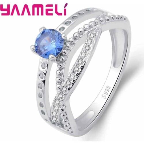 Irregular Pattern Ring Mystery Style Dark Blue Ocean Beach Series Crystal Stone 925 Sterling Silver For Lady