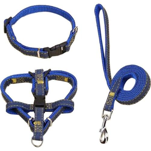New Soft Breathable Denim Dog Harness and leash set Puppy dog Accessories adjustable Dog Leash Lead Harness Belt Traction Rope
