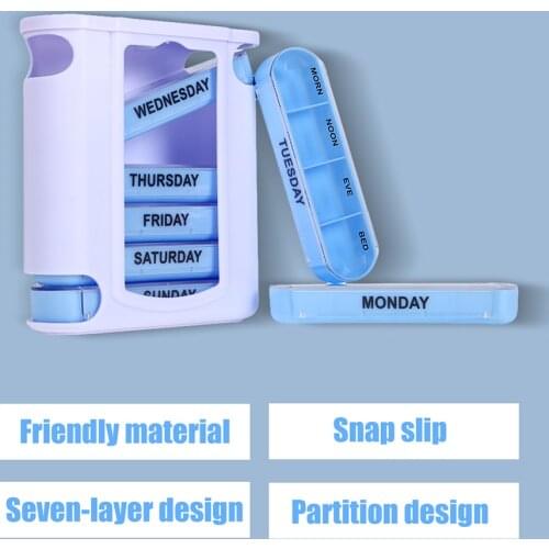 7 Days Drugs Storage Box Tablet Strong Sealing Light Medicine Organizer Travel Portable Storage Container for Health Care