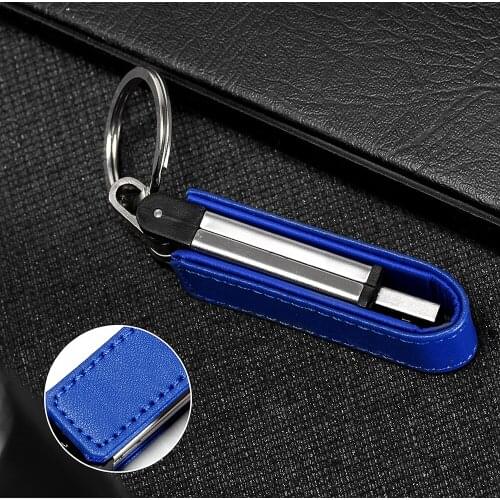 JASTER USB 3.0 flash drive, leather and metal key ring pen drive, 128BG pen drive, large capacity and ready-to-use backup files