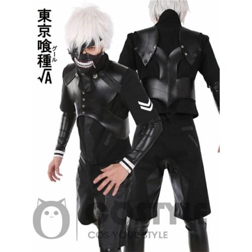 Fast Shipping Anime cosplay Tokyo Ghoul Cosplay Costume Kaneki Black Jumpsuit Battle Uniform Halloween Carnival Cosplay Costume