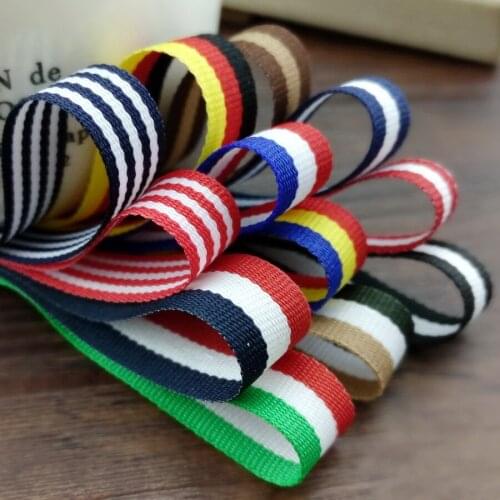 High Quality 10mm/11mm/12mm Stripe Polyseter Ribbon Double Face DIY Manual Satin Ribbon Hair accessories Printed riband 10M/Lot