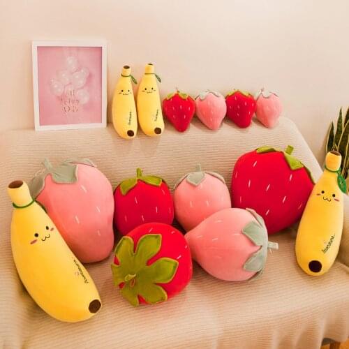 Cute Strawberry Pillow Baby Plush Doll Toys Soft Stuffed Plushie Doll Cushion Kawaii Room Decor Ornaments Toy Birthday Gift