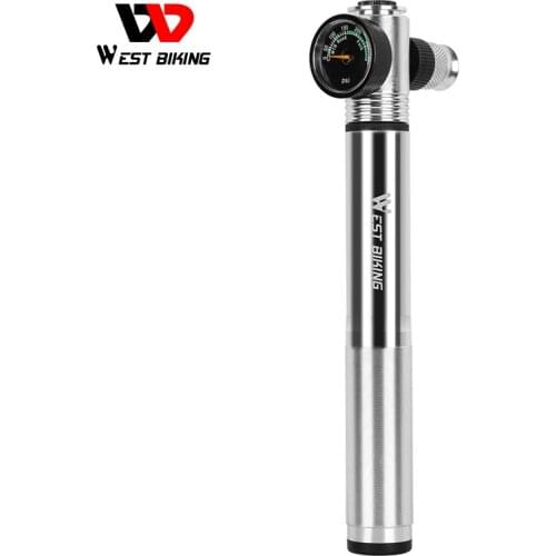 WEST BIKING 300 Psi Mini Bike Pump With Gauge Mountain Road Bicycle High Pressure Hand Air Pump CNC Cycling Pump Tire Inflator