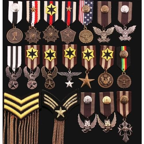 Fashion brooch breastpin Order of Merit college army rank metal badges applique patches for clothing HE-2691