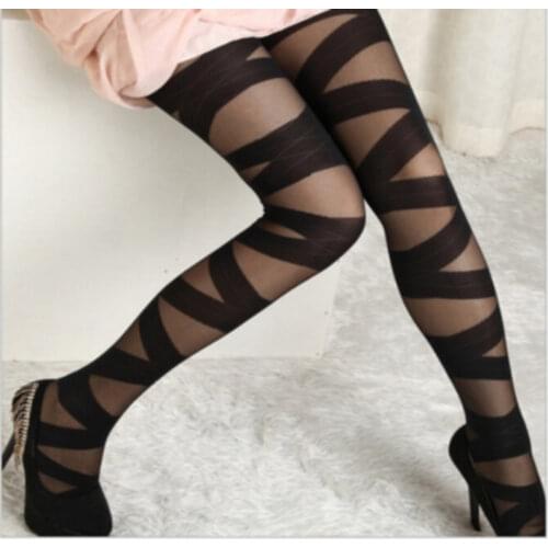 2021 New Sexy Skinny Woman Stockings Fashion Goth Seesaw Cross Bandage Belt Tights Ladies Pantyhose Stockings Drop Ship