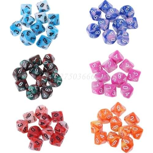 OOTDTY 10pcs/set 10 Sided D10 Polyhedral Dices Numbers Dials Desktop Table Board Game