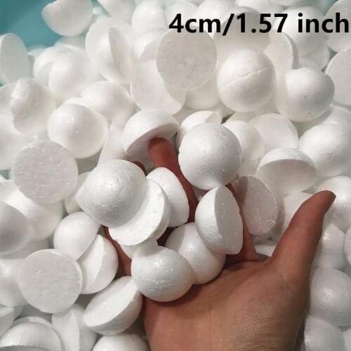 4cm 100pcs Half Round Solid Styrofoam Foam Balls for Christmas Wedding Modelling Craft For Kids 40mm / 1.57 inch