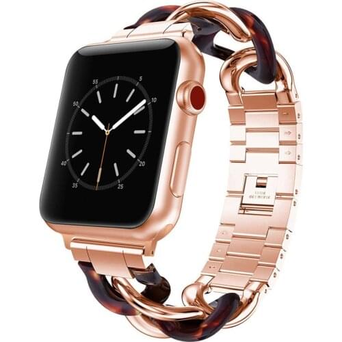Correa for apple watch 3 4 5 bands 44mm 42mm 40mm 38mm strap for iwatch band Resin Stainless Steel Women Bracelet watchbands