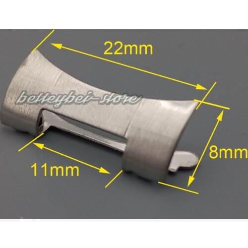 22mm High Quality silver New Stainless Steel Silver WatchBand Bracelets whole brushed Curved end Parts 2pcs for strap