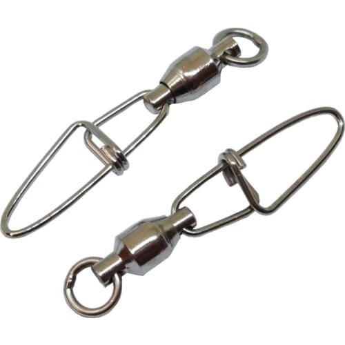 50 pieces/lot ball bearing swivel with insurance snap bass fishing swivels sea fishing tackle