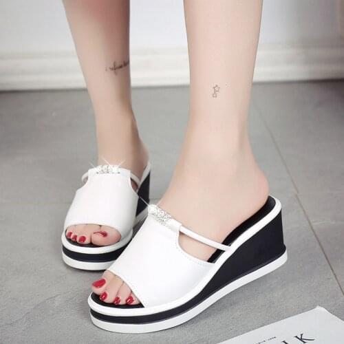 Wedges Slippers Women Platform Sliders Shoes Woman High Heel 7CM Vrouw Slippers White Sandles Women Slipper Mules High Heels