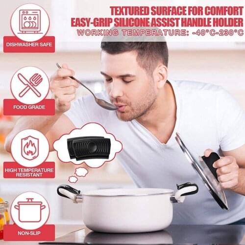 Silicone Hot Handle Holder Heat Resistant Potholder Silicone Pot Handle Sleeve for Cast Iron Skillets Frying Pan Handles