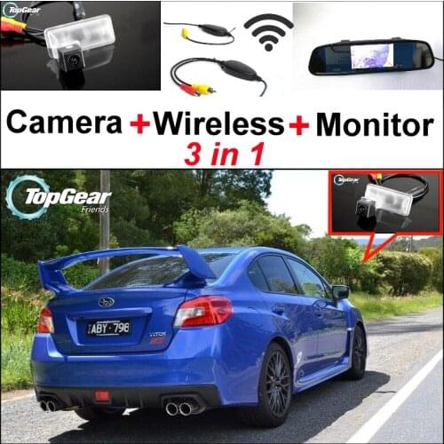 3 in1 Special Camera + Wireless Receiver + Mirror Monitor Easy DIY Back Up Parking System For Subaru WRX STi (Wagon)