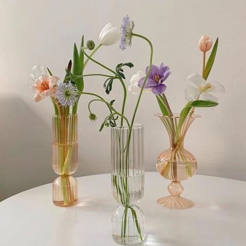 Glass Flower Vase Hydroponic Plant Pot Nordic Ins Style Glass Bottle Tabletop Terrarium Arrangement Container for Living Room