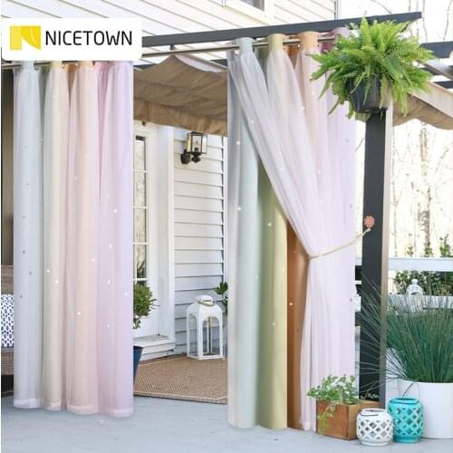 NICETOWN Outdoor Double Layers Curtains Star Waterproof Grommet Top Fashion Design Curtain Drape for Yard Patio Garden&Beach
