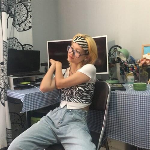 2021 Vintage Zebra Pattern Knitted Hair Band Street Elastic Yoga Sports Headband Narrow Wool Hair Band Unisex Adult Headbands