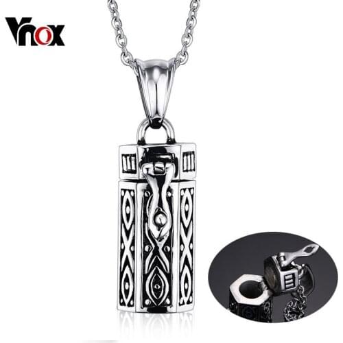 Vnox Memorial Cremation Urn Ashes Holder Pendant For Women Men Necklace Stainless Steel Unisex Stylish Openable Jewelry