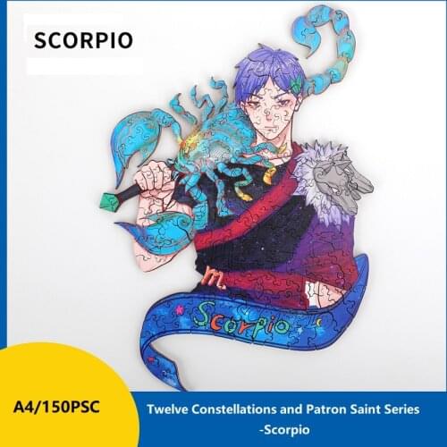 2021Top Quality 3D Wooden Jigsaw Puzzle Twelve Constellations and Patron Saint Series-Scorpio Educational Games Christmas Gifts
