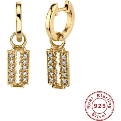 Aide 925 Sterling Silver Shiny Zircon Pendant Hoop Earrings For Women Girls Gift Party Fine Jewelry Piercing Pendientes