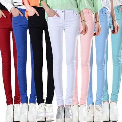 LPOWSS Plus Size Women Leggings Candy Color Slim Leggins High Elasticity And Good Quality Casual Pencil Pants Small-leg Trousers