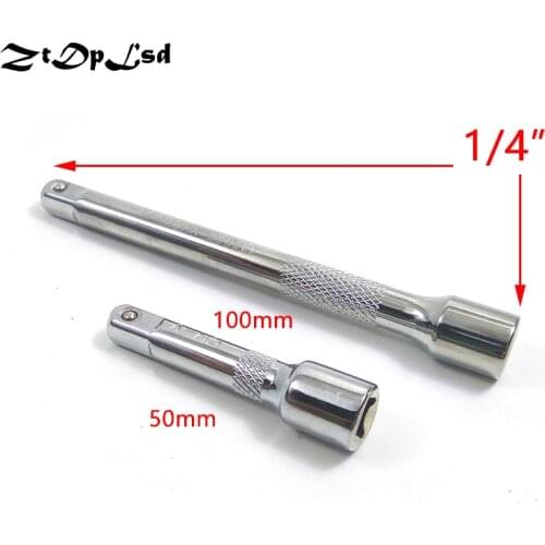 ZtDpLsd 1/4" 50mm 100mm Sleeve Rod Vanadium Steel Socket Extension Ratchet Wrench Hex Key Adapter Extra Long Hand Tools Driver