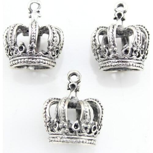 100pcs imperial 3D crown antique silver bronze cabochon zinc alloy pendant, charm, drops for diy 24X18mm mix color