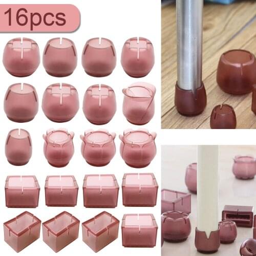 16 Pcs Silicone Rectangle Square Round Chair Leg Cap Non slip Table Feet Pads Furniture Protection Cover Floor Protector