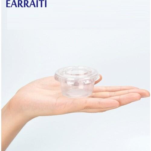 2oz 60ml Pudding Cup Disposable Plastic Cups With Lid Small Containers Dessert Jelly Takeaway Sauce Vinegar Box Cover Party