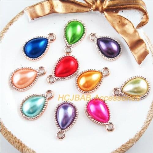 30 New Teardrop Charms KC Gold Color Acrylic Retro Pendants 13x21mm